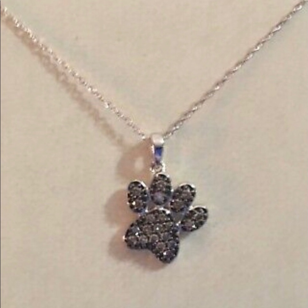 1.5 CTW 10 KW Dog Paw Pendant Nexklace